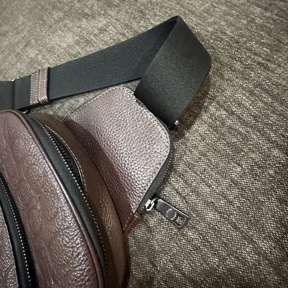 Coach Hudson Sling Pack Signature Pebble Leather Brown Crossbody Bag Men’s CDC68 - Picture 5 of 7
